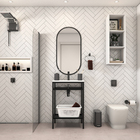 Gabinete para Banheiro com Cuba 88x60x45cm Preto e Branco Iron Black Venturi