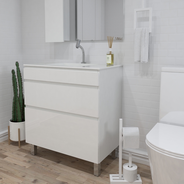 Gabinete para Banheiro com Cuba 88x80x45cm Branco Factory Venturi