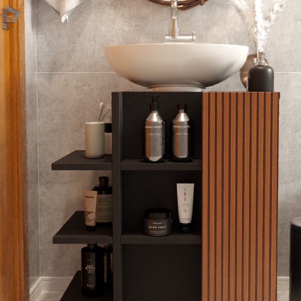 Gabinete Para Banheiro  Com Nichos Pés Em Rodízios Classic