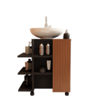 Gabinete Para Banheiro  Com Nichos Pés Em Rodízios Classic -