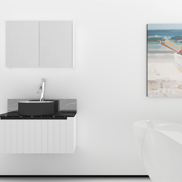 Gabinete Para Banheiro Armani Branco 80cm Completo Mazzu