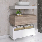 Gabinete Para Banheiro Armário Com Rodinhas 60cm Branco Multi
