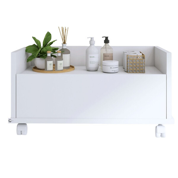 Gabinete Para Banheiro Armário Com Rodinhas 60cm Branco Multi
