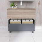 Gabinete Para Banheiro Armario Com Rodinhas 60cm Preto Multiu