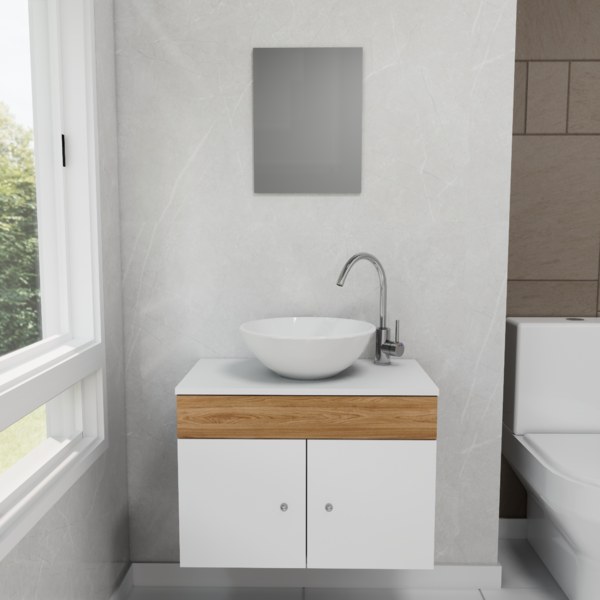 Gabinete Para Banheiro Armário Duplo C/Cuba e Espelho 60cm -