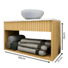 Gabinete Para Banheiro Armário Madeira Suspenso Com Cuba 60cm