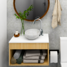 Gabinete Para Banheiro Armário Madeira Suspenso Com Cuba 60cm