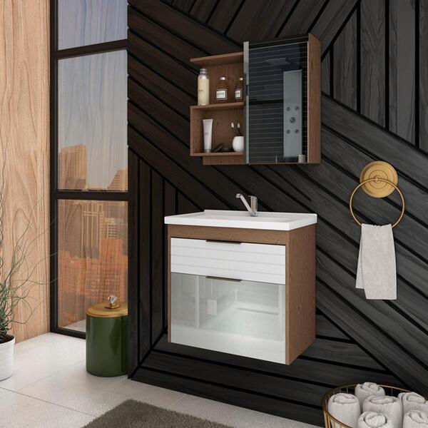 Gabinete Para Banheiro Azaleia E Espelheira Lis 60cm Mgm