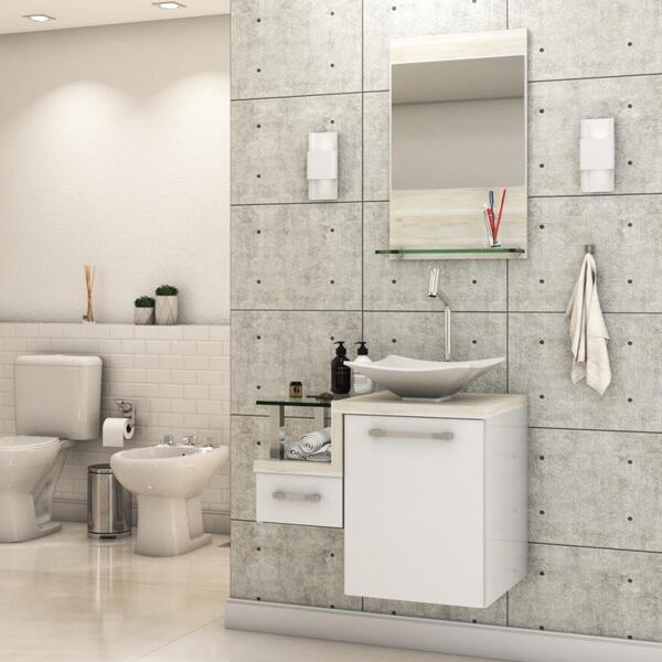 Gabinete Para Banheiro C/cuba L34 E Espelheira Legno 631