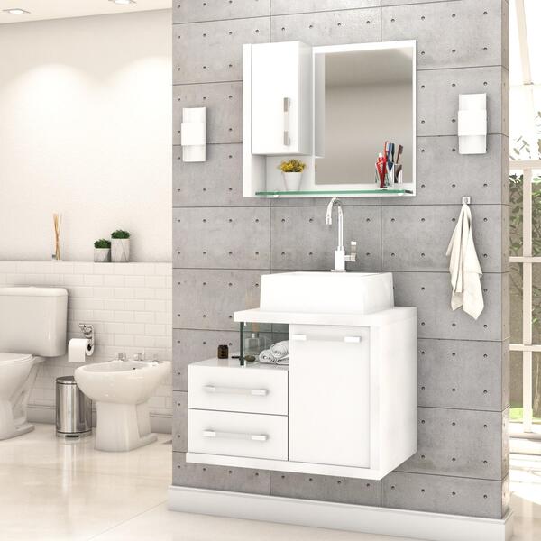 Gabinete Para Banheiro C/cuba Q355 E Espelheira Legno 650