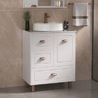 Gabinete Para Banheiro Catarina 70 Com Pés Tampo De Vidro - F