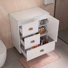 Gabinete Para Banheiro Catarina 70 Com Pés Tampo De Vidro - F