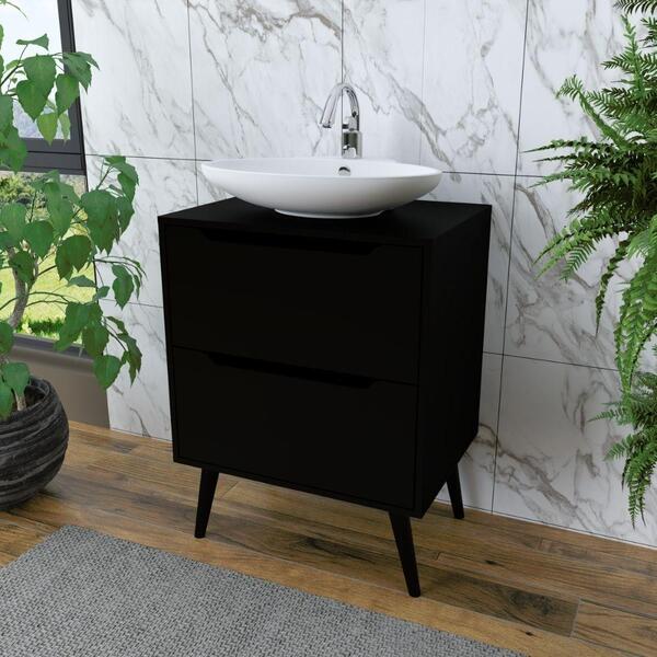 Gabinete Para Banheiro Com 2 Gavetas Bn3639 Preto Tecnomobili