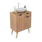 Gabinete Para Banheiro Com 2 Portas E 1 Gaveta Bn3637 Amêndoa