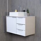 Gabinete Para Banheiro Com Cuba 60cm Em Mdf Firenze Branco