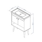 Gabinete Para Banheiro Com Cuba 60cm Em Mdf Torino Riverzza P