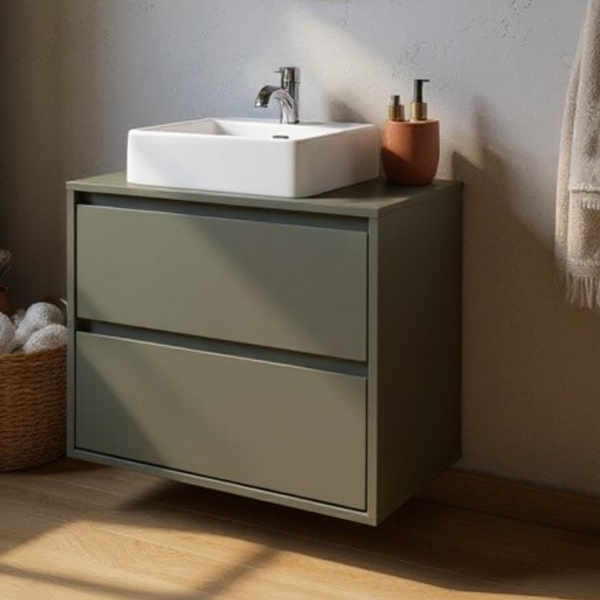 Gabinete Para Banheiro Com Cuba 60cm Mdf Verde Dubai - On Móv