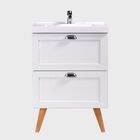 Gabinete Para Banheiro Com Cuba 60cm Retro Mdf Branco Milano