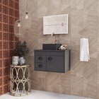 Gabinete Para Banheiro Com Cuba 63cm Em Mdf Preto