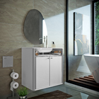 Gabinete para Banheiro com Cuba 63x62,5x41cm Branco Nice Cris Metal