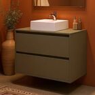 Gabinete Para Banheiro Com Cuba 80cm Mdf Verde Dubai - On Móv