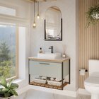 Gabinete Para Banheiro Com Cuba 80cm Palermo  Pistache