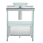 Gabinete para Banheiro com Cuba 88x62,5x48cm Incolor Esverdeado Space Cris Metal