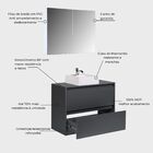 Gabinete Para Banheiro Com Cuba E Armario 80cm Mdf Grafite Du