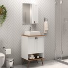 Gabinete Para Banheiro Com Cuba E Armário Com Espelho 50cm De