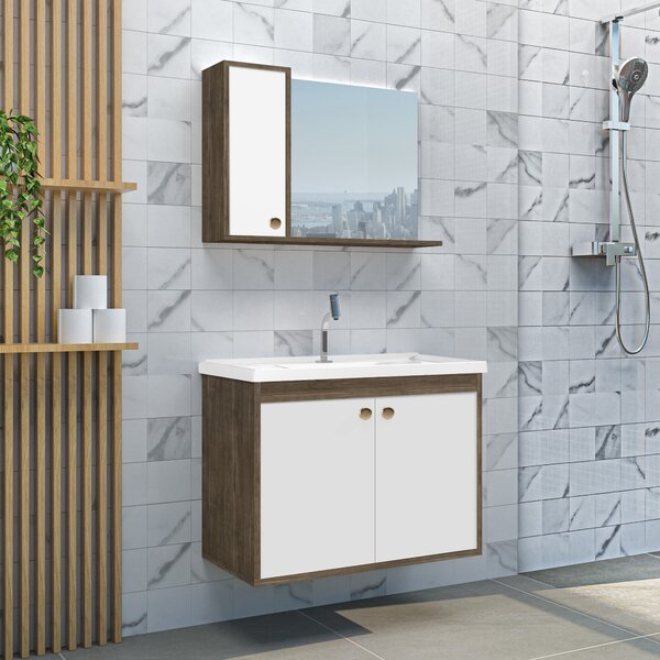 Gabinete Para Banheiro Com Cuba E Espelheira 60cm Clean  Avel