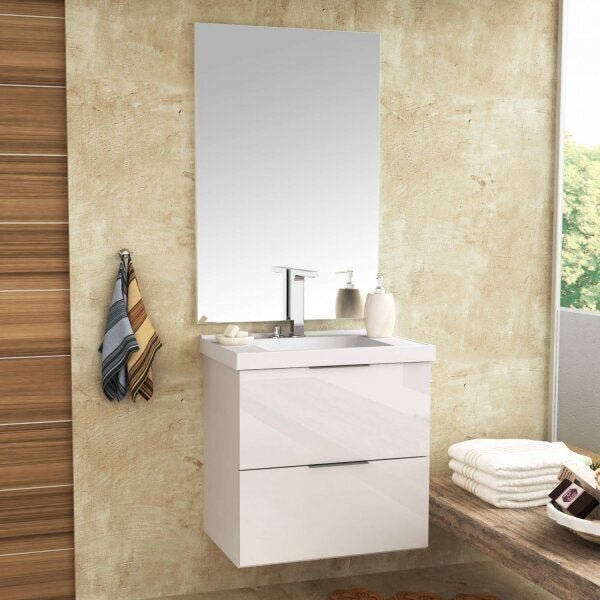 Gabinete Para Banheiro Com Cuba E Espelheira 60cm Pietra  Bra