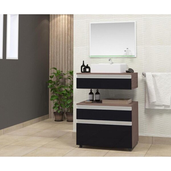 Gabinete Para Banheiro Com Cuba E Espelheira 60cm Safira  Pre