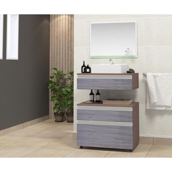 Gabinete Para Banheiro Com Cuba E Espelheira 60cm Safira  Rov