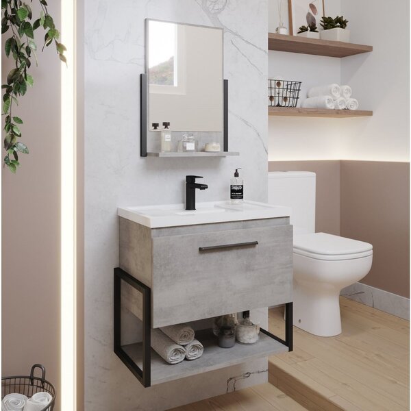 Gabinete Para Banheiro Com Cuba E Espelheira Istambul  Cimento