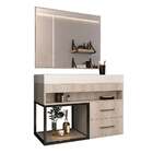 Gabinete Para Banheiro Com Cuba E Espelheira New Plus Carvalh