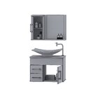 Gabinete Para Banheiro Com Cuba E Espelheira Turin  Cinza