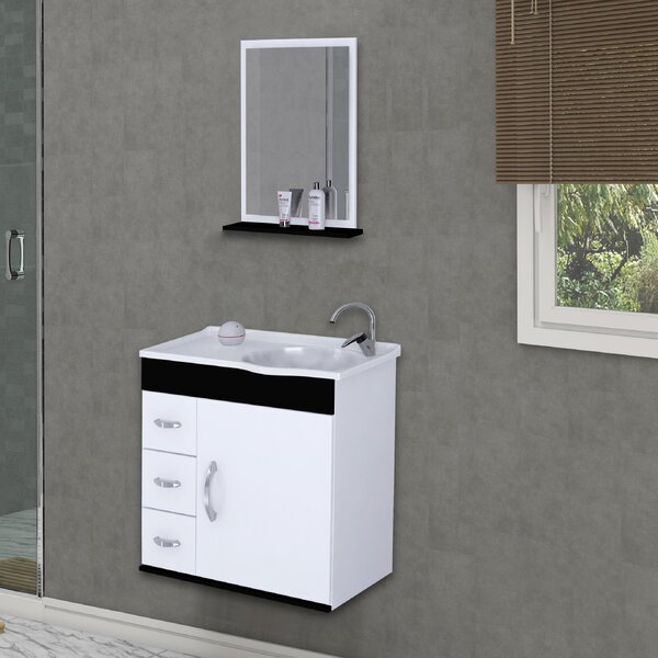 Gabinete Para Banheiro Com Cuba E Espelheira Verona  Preto