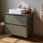 Gabinete Para Banheiro Com Cuba E Espelho 60cm Mdf Verde Duba