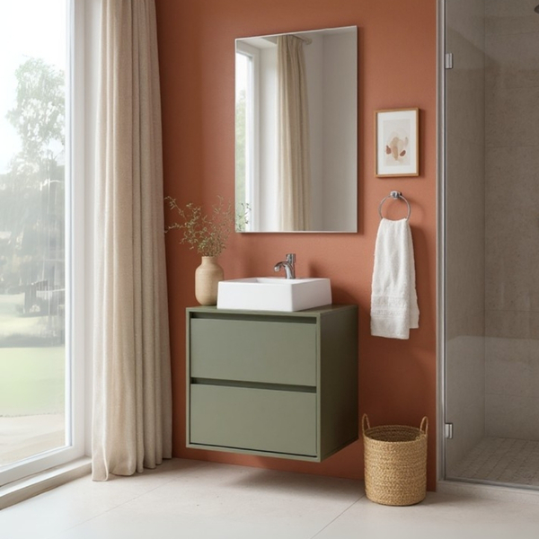 Gabinete Para Banheiro Com Cuba E Espelho 60cm Mdf Verde Duba