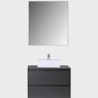 Gabinete Para Banheiro Com Cuba E Espelho 80cm Mdf Grafite Du