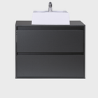 Gabinete Para Banheiro Com Cuba E Espelho 80cm Mdf Grafite Du