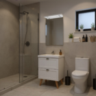 Gabinete Para Banheiro Com Cuba E Espelho Com Led 60cm Retro