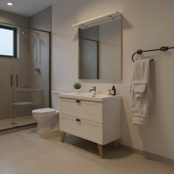 Gabinete Para Banheiro Com Cuba E Espelho Com Led 80cm Retro