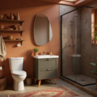 Gabinete Para Banheiro Com Cuba E Espelho Organico 60cm Retro