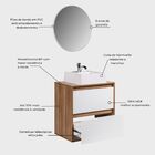 Gabinete Para Banheiro Com Cuba E Espelho Redondo 60cm Mdf Fr