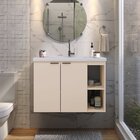 Gabinete Para Banheiro Com Cuba Em Mármore Sintético 80cm Ast