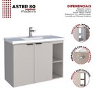 Gabinete Para Banheiro Com Cuba Em Mármore Sintético 80cm Ast