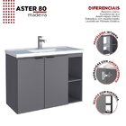 Gabinete Para Banheiro Com Cuba Em Mármore Sintético 80cm Ast