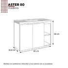 Gabinete Para Banheiro Com Cuba Em Mármore Sintético 80cm Ast