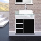 Gabinete Para Banheiro Com Cuba Em Resina Tampo De Vidro 1 Po